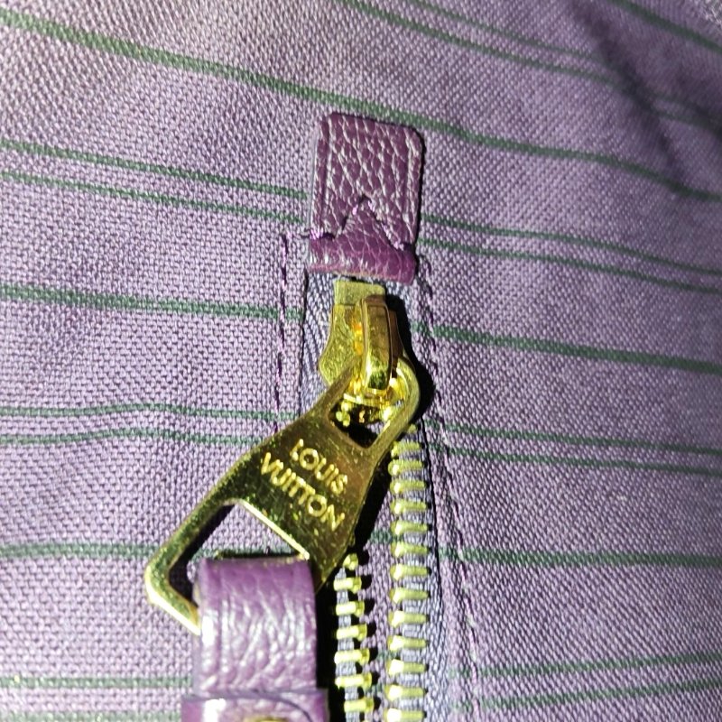 LOUIS VUITTON CITADINE小號紫色牛皮老花壓紋手提包單肩包金色五金可拆卸肩帶-12