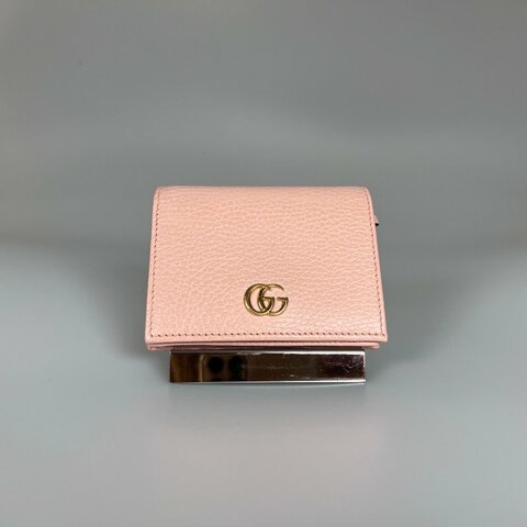 GUCCI 456126  粉Marmont對開釦式短夾