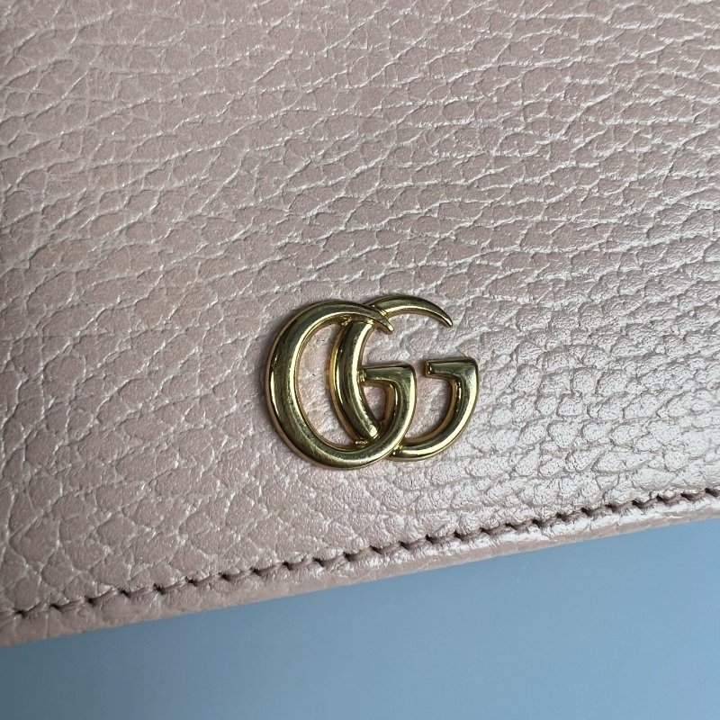 GUCCI 456126  粉Marmont對開釦式短夾-9