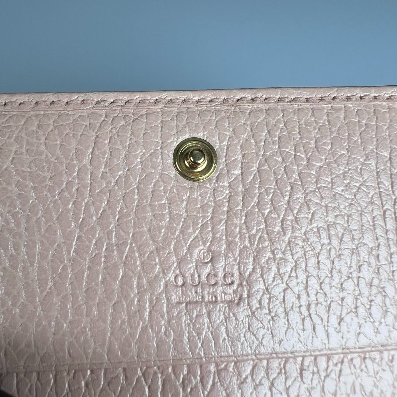 GUCCI 456126  粉Marmont對開釦式短夾-11