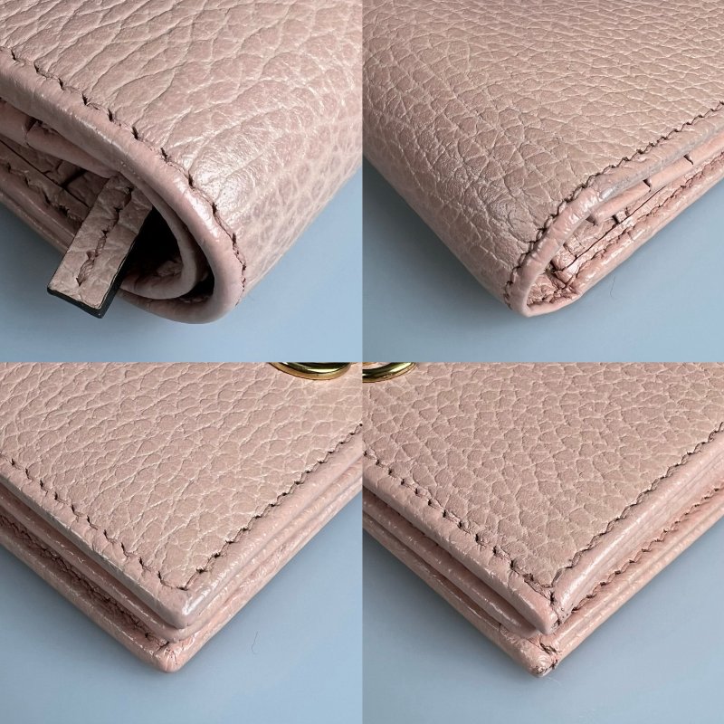 GUCCI 456126  粉Marmont對開釦式短夾-12