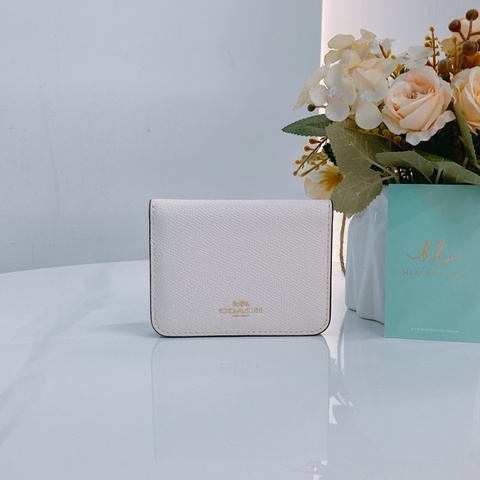 MS0514 COACH 蔻馳象牙白色卡包連鎖匙扣位CARD CASE CALFKSKIN