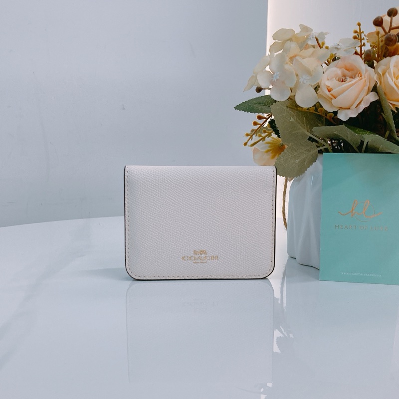 MS0514 COACH 蔻馳象牙白色卡包連鎖匙扣位CARD CASE CALFKSKIN-0