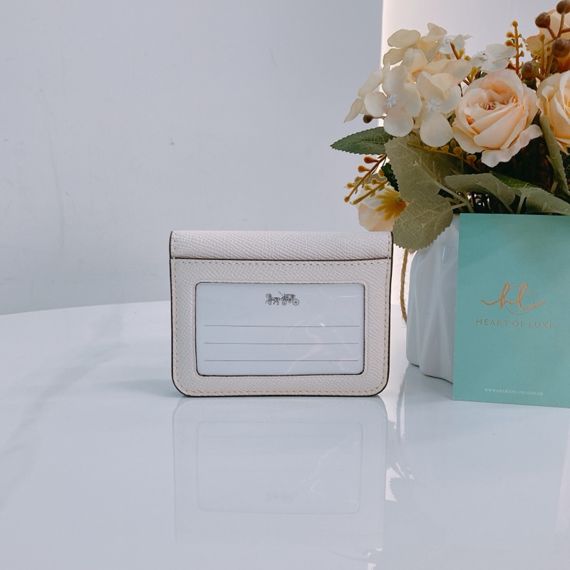MS0514 COACH 蔻馳象牙白色卡包連鎖匙扣位CARD CASE CALFKSKIN-1