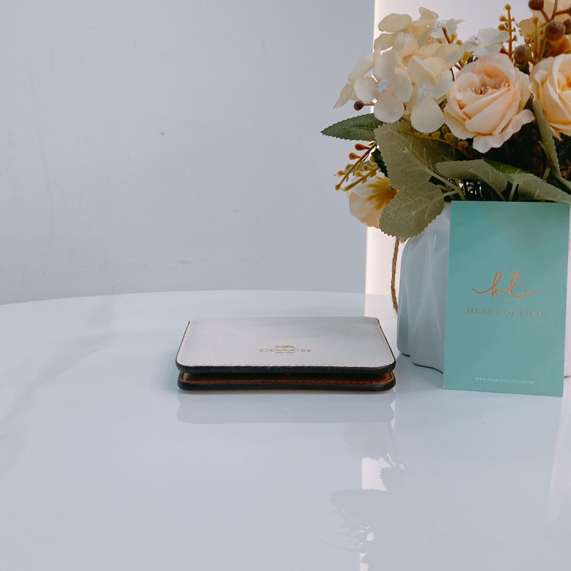 MS0514 COACH 蔻馳象牙白色卡包連鎖匙扣位CARD CASE CALFKSKIN-4