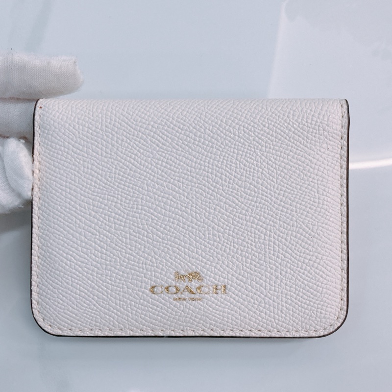 MS0514 COACH 蔻馳象牙白色卡包連鎖匙扣位CARD CASE CALFKSKIN-9