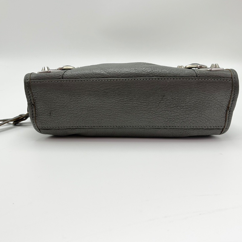 BALENCIAGA 灰色 mini手提肩背機車包24*15*8 98新配件鏡子塵袋-4