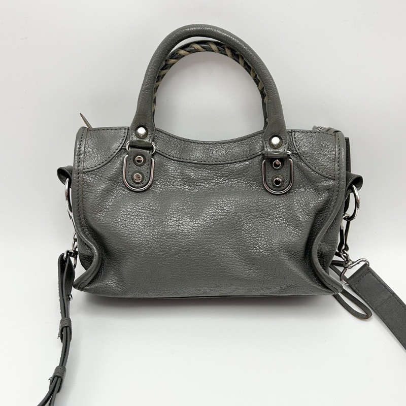 BALENCIAGA 灰色 mini手提肩背機車包24*15*8 98新配件鏡子塵袋-6