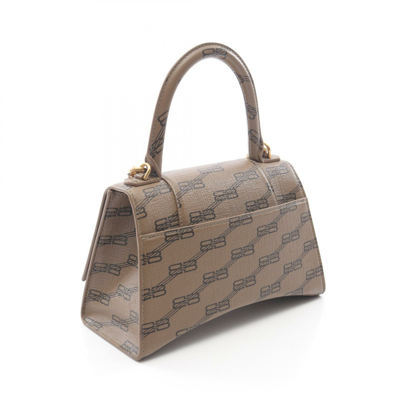 BALENCIAGA Hourglass 小號 BB Monogram 肩手提包 593546 帆布 棕色 二手-1