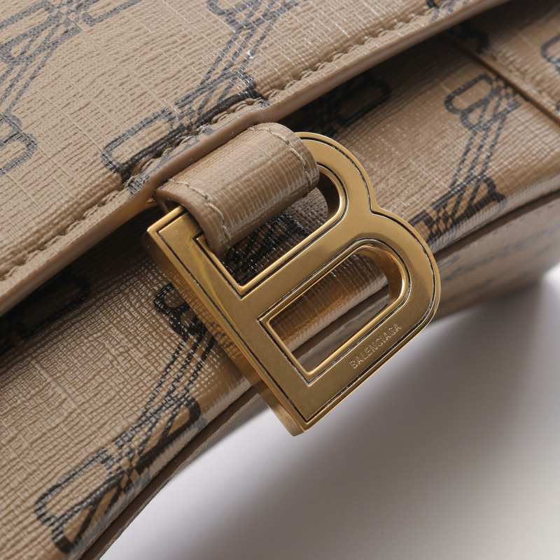 BALENCIAGA Hourglass 小號 BB Monogram 肩手提包 593546 帆布 棕色 二手-4