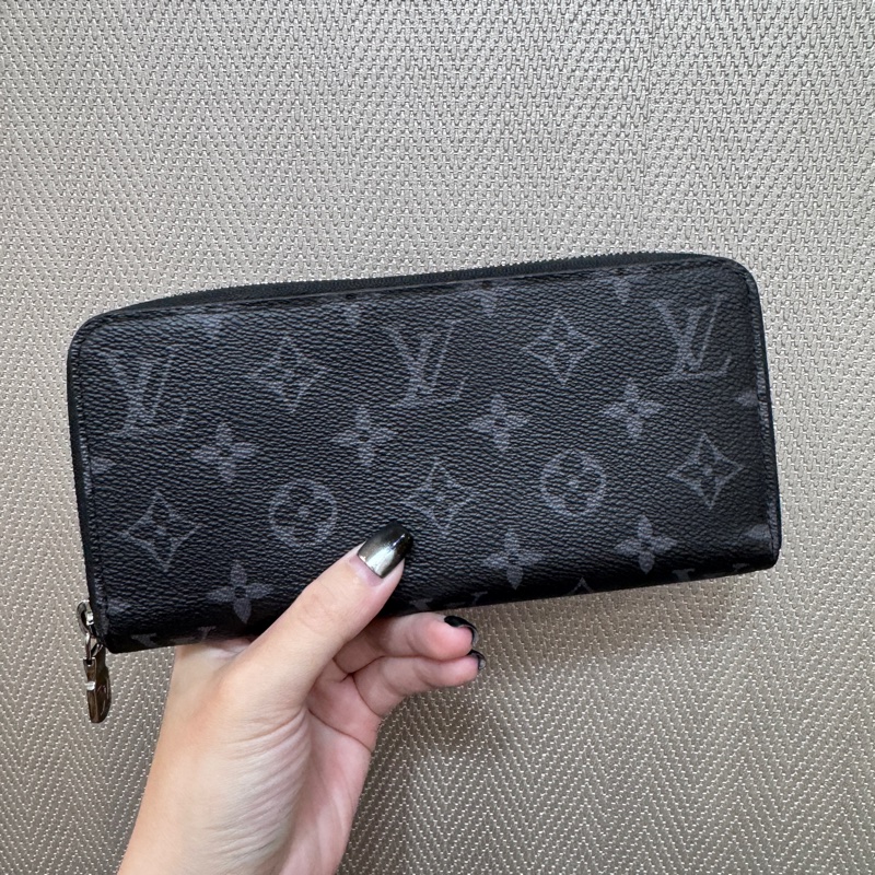 LV Zippy黑灰老花拉鍊長夾 晶片款-0