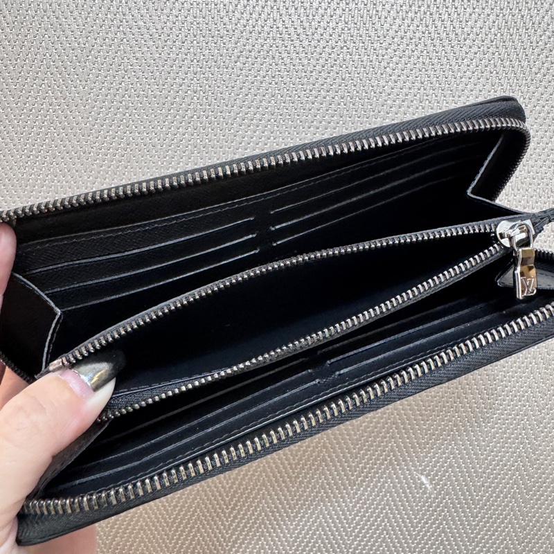 LV Zippy黑灰老花拉鍊長夾 晶片款-7