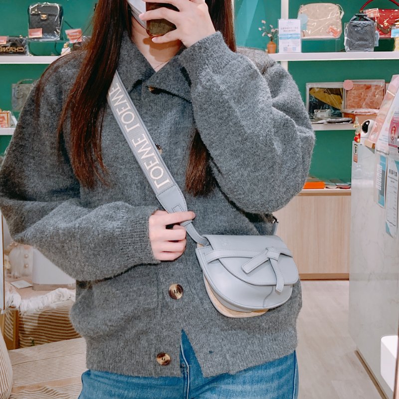 TW4673 Loewe 羅意威 迷你手袋 灰色 Mini Gate Bag Calfskin Grey-12