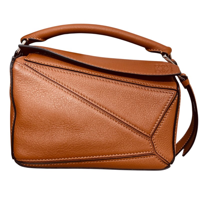 LOEWE 羅威 012128 Mini Puzzle bag 側背包 皮革 咖啡色 銀扣-1