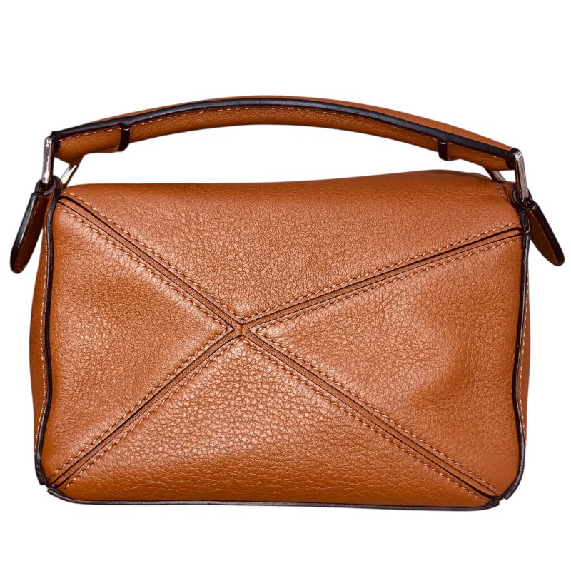 LOEWE 羅威 012128 Mini Puzzle bag 側背包 皮革 咖啡色 銀扣-2