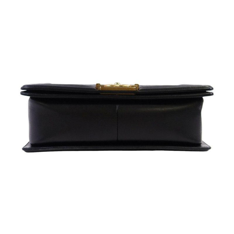 CHANEL 羊皮皮革Boy 25金扣鏈帶肩背袋-3