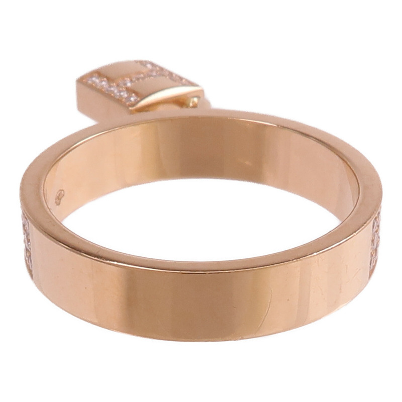 HERMES 18K玫瑰金Kelly Clochette Ring鑽石戒指Hermes#55/US#7.25-6