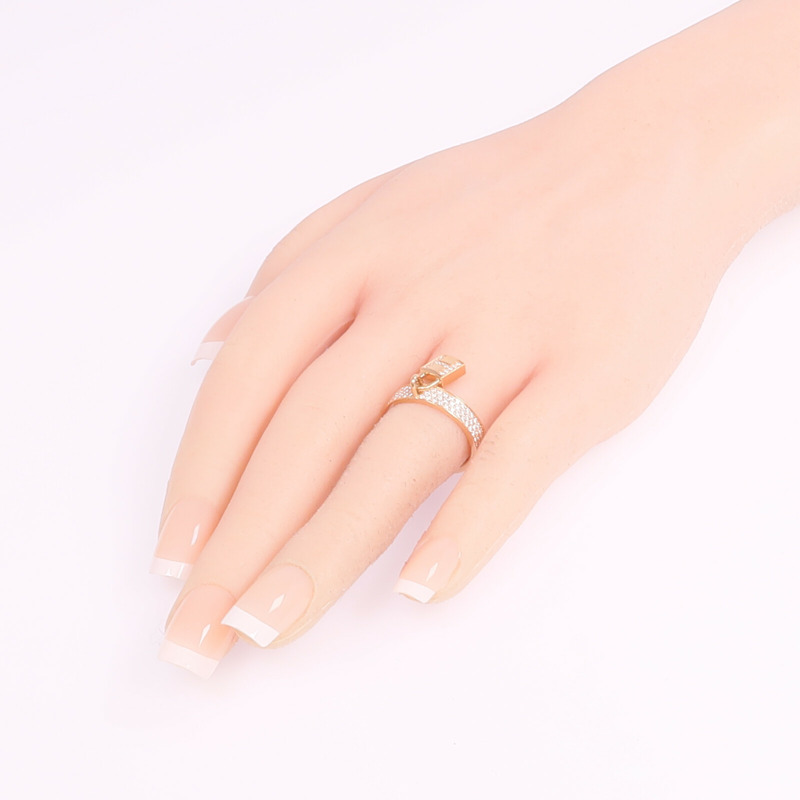 HERMES 18K玫瑰金Kelly Clochette Ring鑽石戒指Hermes#55/US#7.25-8