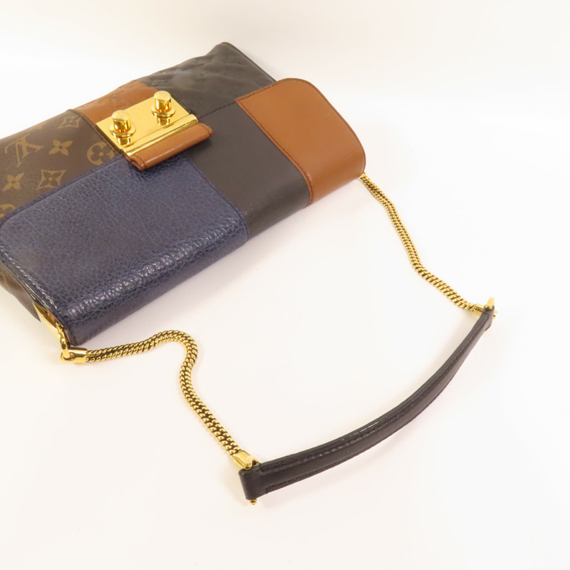 LOUIS VUITTON Monogram Goatskin Pochette Plate Marine金扣肩背包-4