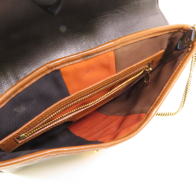 LOUIS VUITTON Monogram Goatskin Pochette Plate Marine金扣肩背包-5