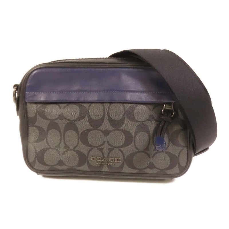 COACH 塗層帆布Sholder Bag銀扣肩背袋-0