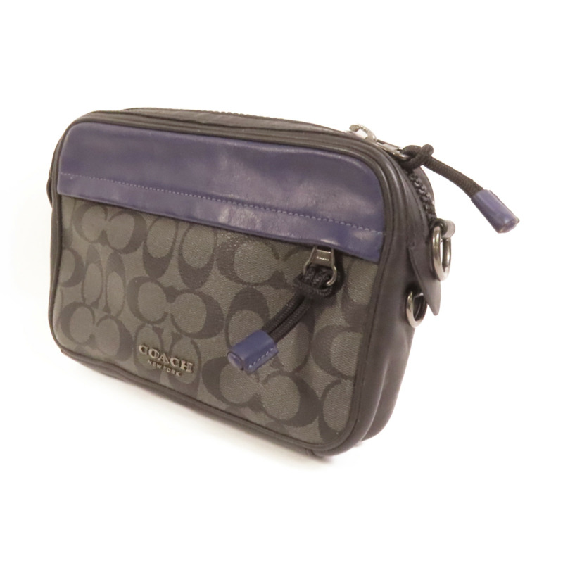 COACH 塗層帆布Sholder Bag銀扣肩背袋-2