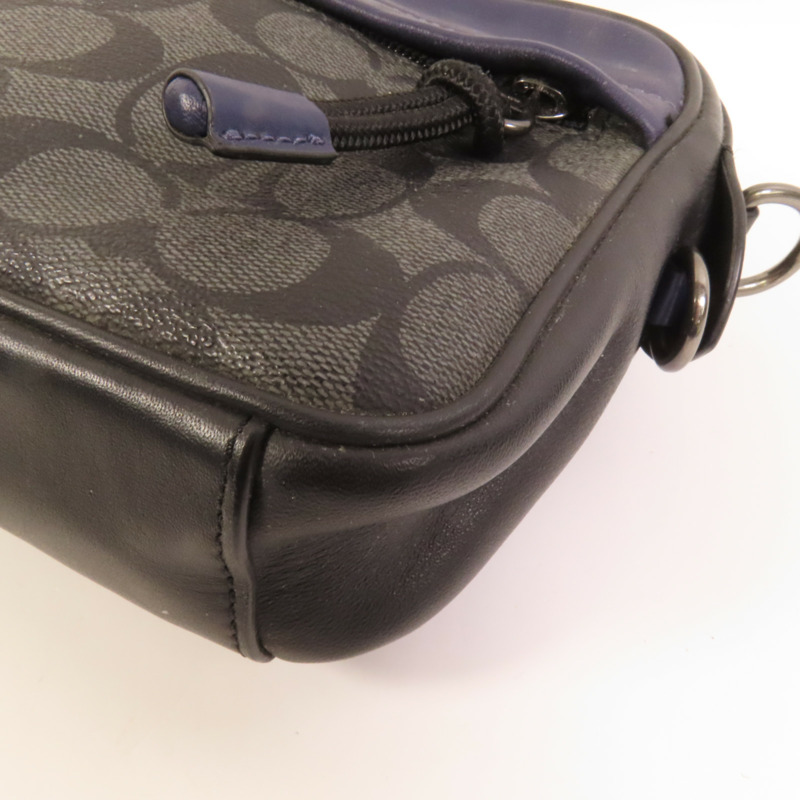 COACH 塗層帆布Sholder Bag銀扣肩背袋-12