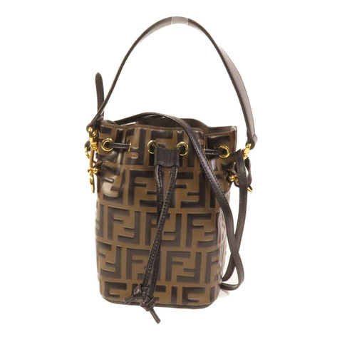 FENDI 牛皮皮革Mini Mon Tresor金扣手挽肩背兩用袋