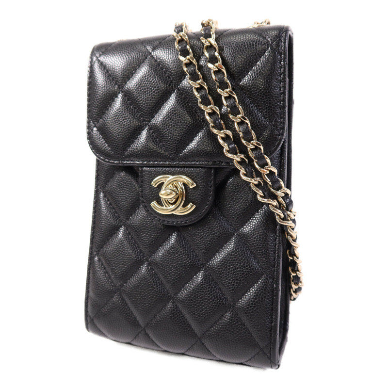 CHANEL 牛皮皮革Phone Bag金扣鏈帶肩背袋-2
