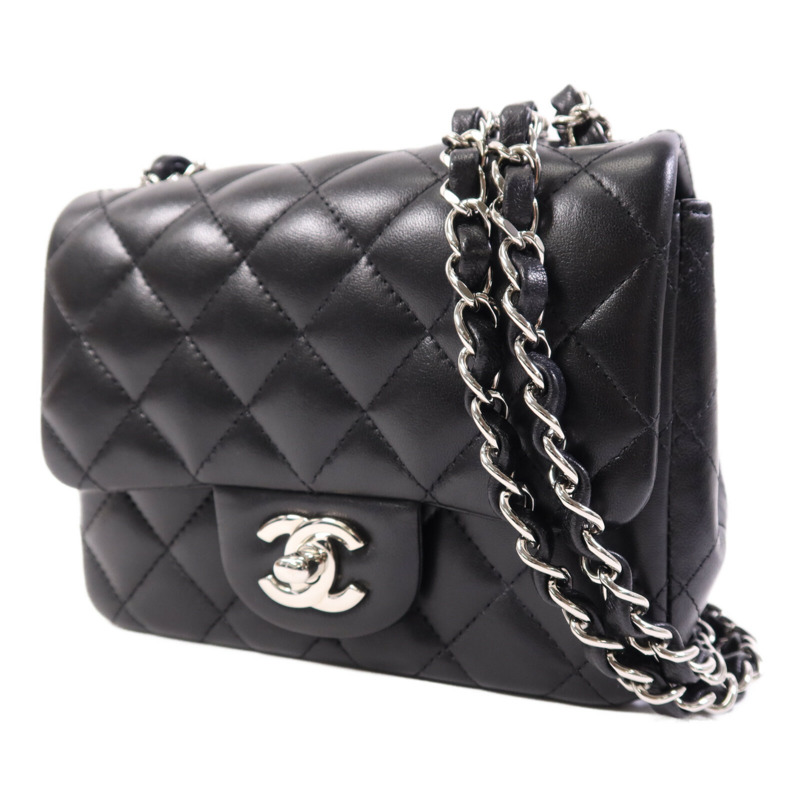 CHANEL 羊皮皮革Classic 17銀扣鏈帶肩背袋-2