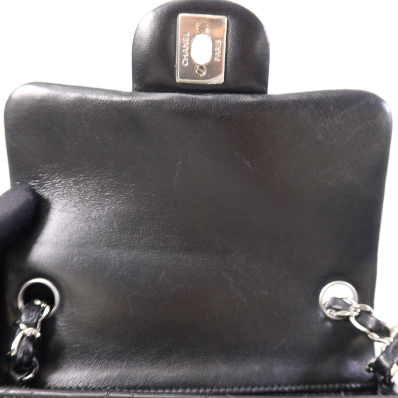 CHANEL 羊皮皮革Classic 17銀扣鏈帶肩背袋-8