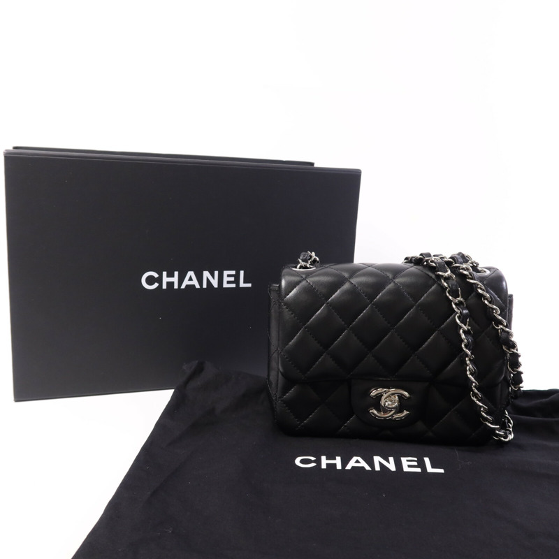CHANEL 羊皮皮革Classic 17銀扣鏈帶肩背袋-9