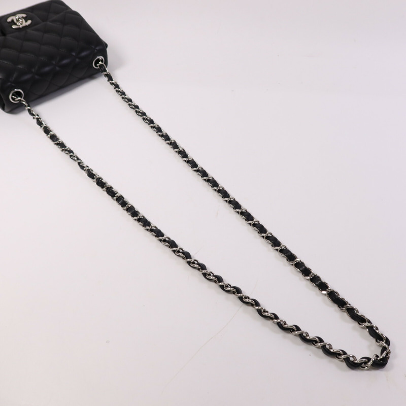CHANEL 羊皮皮革Classic 17銀扣鏈帶肩背袋-10