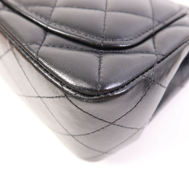 CHANEL 羊皮皮革Classic 17銀扣鏈帶肩背袋-12