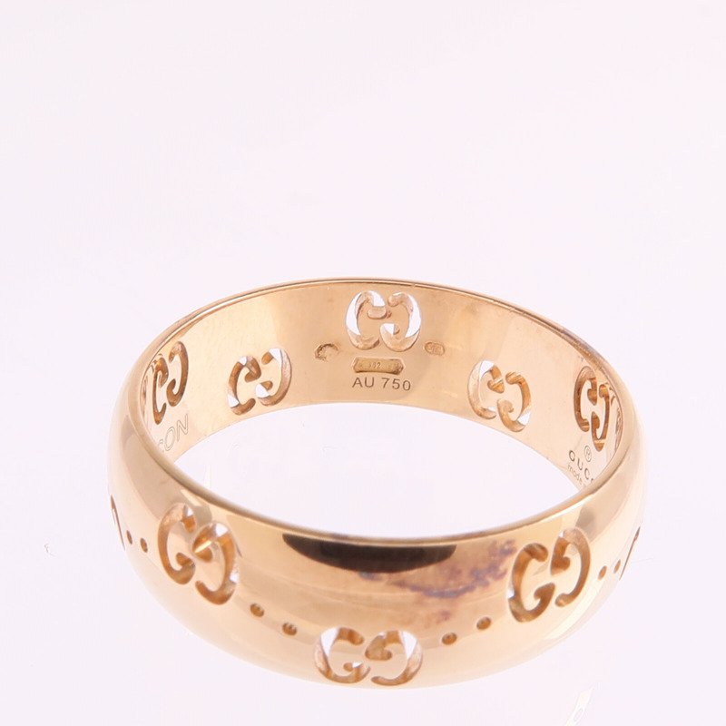 GUCCI 18K玫瑰金GG Icon Ring戒指Gucci#14/US#6.75-6