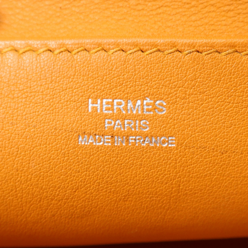 HERMES Swift皮革Halzan Mini銀扣鏈帶肩背袋Apricot-5