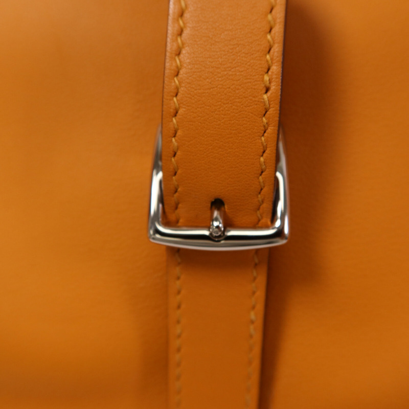 HERMES Swift皮革Halzan Mini銀扣鏈帶肩背袋Apricot-6