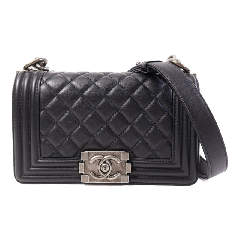 CHANEL 牛皮皮革Boy 20銀扣鏈帶肩背袋-0