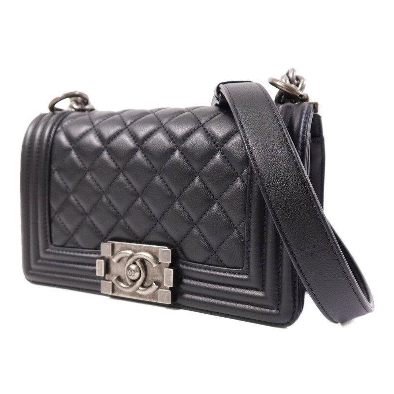 CHANEL 牛皮皮革Boy 20銀扣鏈帶肩背袋-2