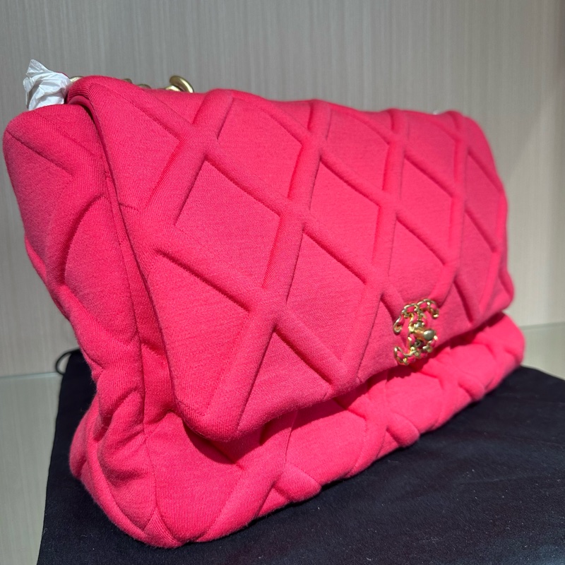 CHANEL香奈兒19bag 單肩包 大號粉紅色-1