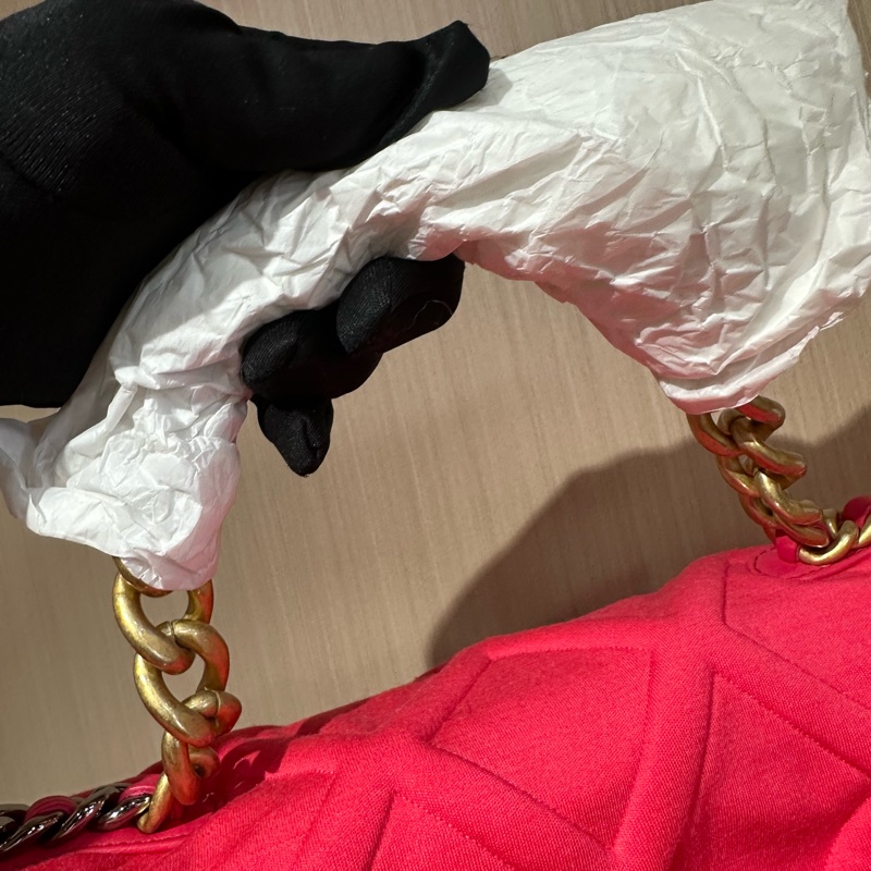 CHANEL香奈兒19bag 單肩包 大號粉紅色-9