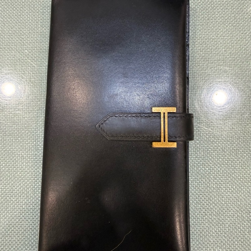 vintage 愛馬仕Hermes Bearn 黑色長夾-0