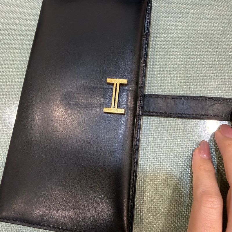 vintage 愛馬仕Hermes Bearn 黑色長夾-8