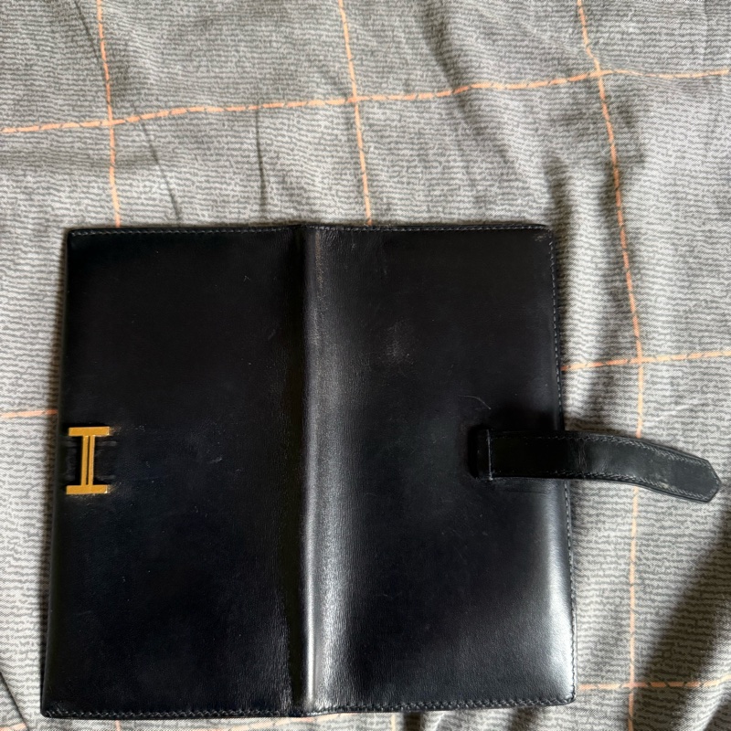 vintage 愛馬仕Hermes Bearn 黑色長夾-9