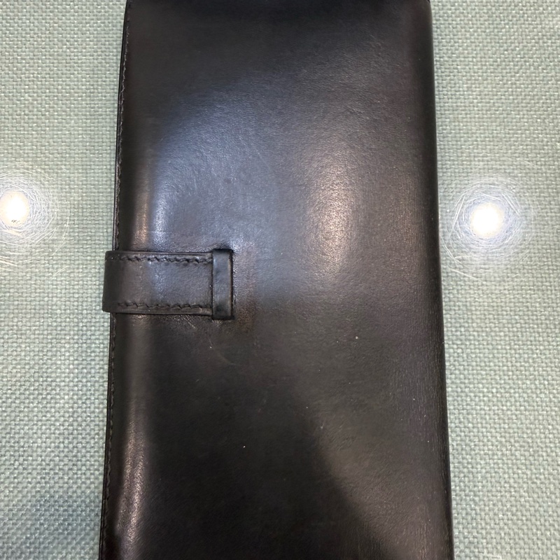 vintage 愛馬仕Hermes Bearn 黑色長夾-10