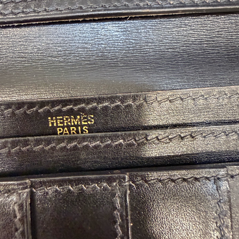 vintage 愛馬仕Hermes Bearn 黑色長夾-18