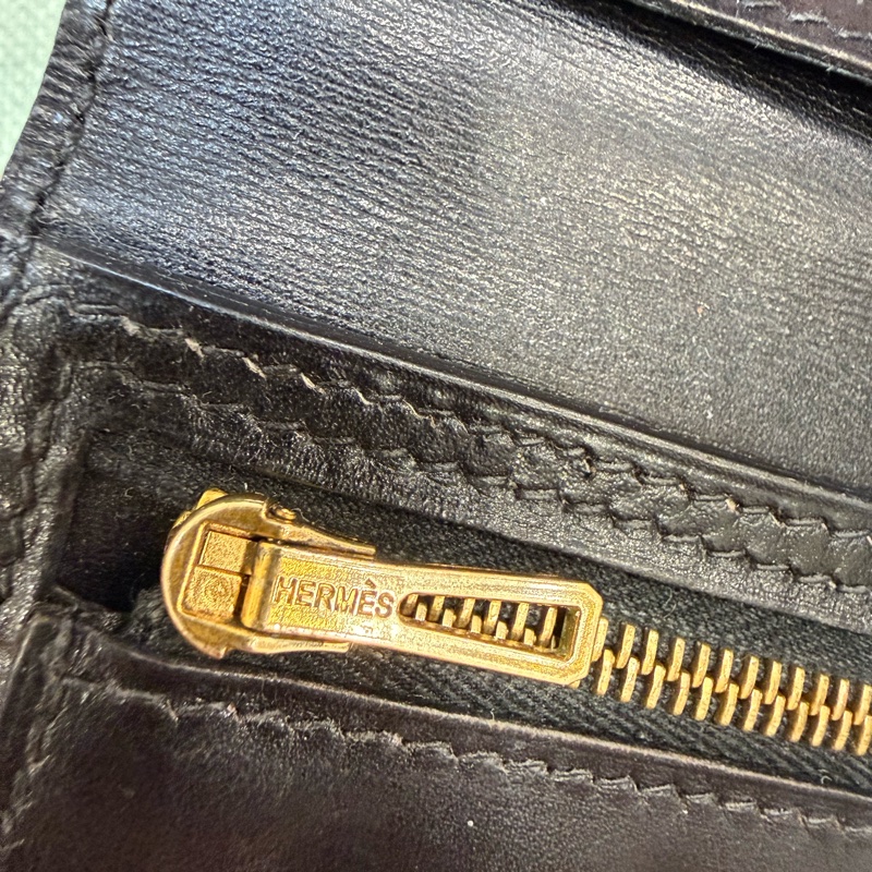 vintage 愛馬仕Hermes Bearn 黑色長夾-19