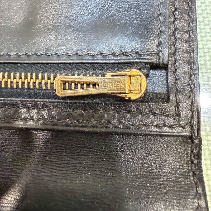 vintage 愛馬仕Hermes Bearn 黑色長夾-20
