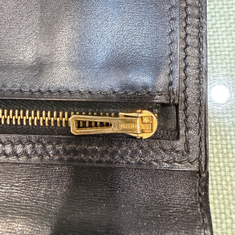 vintage 愛馬仕Hermes Bearn 黑色長夾-21