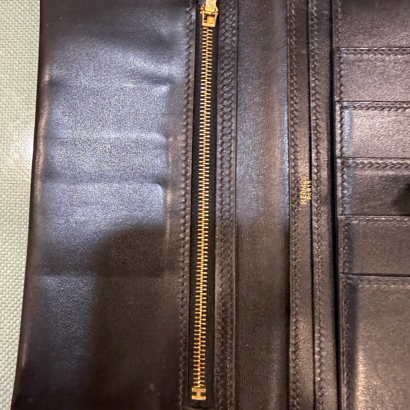 vintage 愛馬仕Hermes Bearn 黑色長夾-24